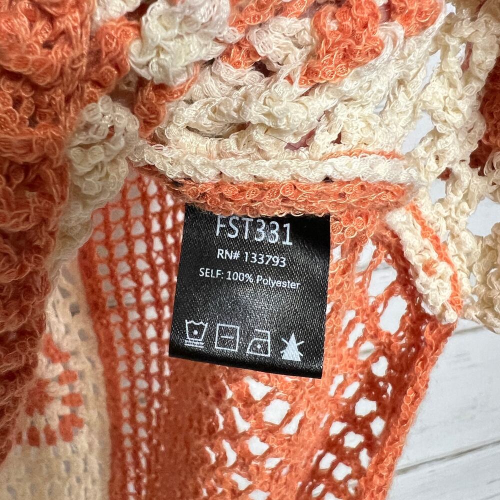 POL Crochet Patchwork Sweater Small Orange Cream … - image 8